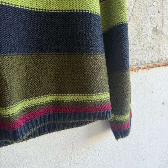 Vtg 90s Sweater Striped Colorblock Crewneck USA Made Preppy Grunge Womens L - Picture 3 of 8